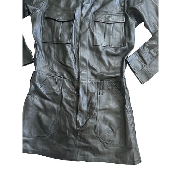 FRAME Black Leather Long Sleeve Mini Dress Size Small - Picture 6 of 8